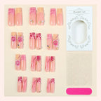 Press-On Nail Set Floral & Glitter Self-Adhesive 24-Piece