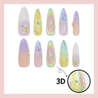 Press-On Nail Set Floral & Glitter Self-Adhesive