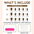 Press-On Nail Set Floral & Glitter Self-Adhesive 30-Piece