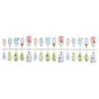 Press-On Nail Set Floral & Glitter Self-Adhesive 30-Piece