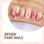Press-On Nail Set Floral & Glitter Self-Adhesive