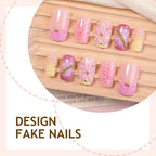 Press-On Nail Set Floral & Glitter Self-Adhesive