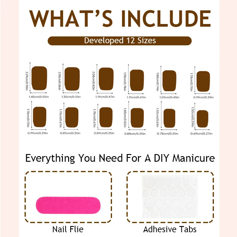 Press-On Nail Set Floral & Glitter Self-Adhesive
