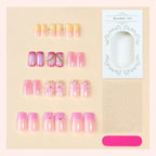 Press-On Nail Set Floral & Glitter Self-Adhesive