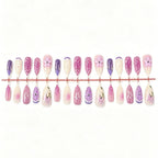 Press-On Nail Set Floral Glitter Self-Adhesive & Reusable