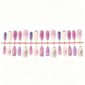 Press-On Nail Set Floral Glitter Self-Adhesive & Reusable