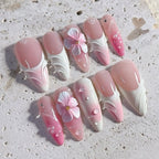 Press-On Nail Set Floral & Glitter Set of 30