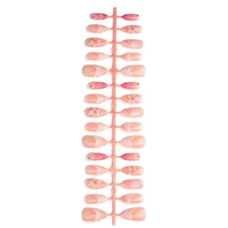 Press-On Nail Set Floral & Glitter Set of 30