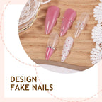 Press-On Nail Set Floral Glitter With Adhesive Strips & File
