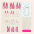 Press-On Nail Set Floral Glitter With Adhesive Strips & File