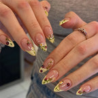 Press-On Nail Set Floral & Glossy Accents Multiple Sizes