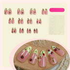 Press-On Nail Set Floral & Glossy Accents Multiple Sizes