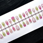 Press-On Nail Set Floral & Glossy Long-Lasting