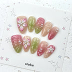 Press-On Nail Set Floral & Glossy Long-Lasting