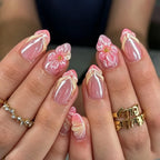 Press-On Nail Set Floral & Glossy Reusable Adhesive Tabs