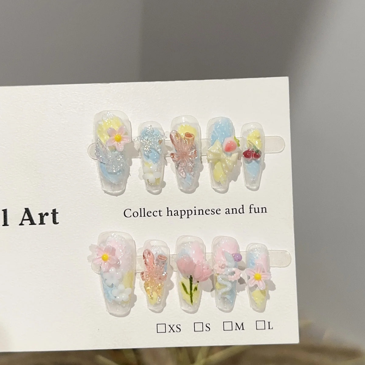 Press-On Nail Set Floral Glue-Free & Reusable