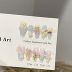 Press-On Nail Set Floral Glue-Free & Reusable