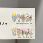Press-On Nail Set Floral Glue-Free & Reusable