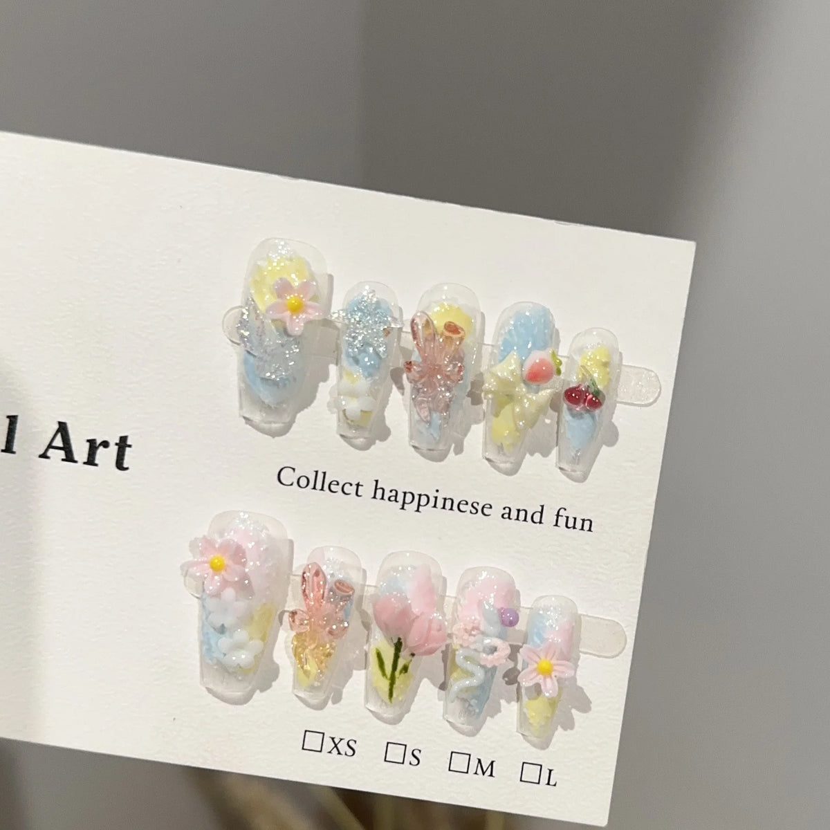 Press-On Nail Set Floral Glue-Free & Reusable