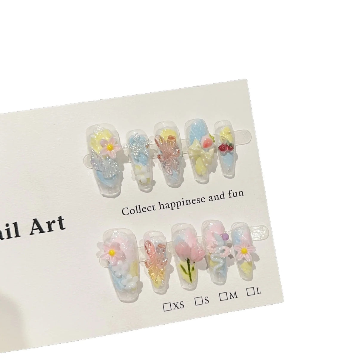 Press-On Nail Set Floral Glue-Free & Reusable