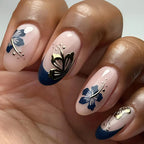 Press-On Nail Set Floral & Gold 24-Piece