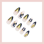 Press-On Nail Set Floral & Gold 24-Piece