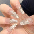 Press-On Nail Set Floral & Gold Accent Reusable