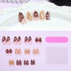 Press-On Nail Set Floral & Gold Accents