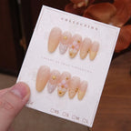 Press-On Nail Set Floral Gold Accents 24-Piece