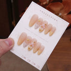 Press-On Nail Set Floral Gold Accents 24-Piece