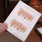 Press-On Nail Set Floral Gold Accents 24-Piece