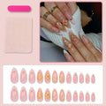 Press-On Nail Set Floral Gold Accents