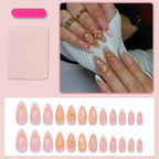 Press-On Nail Set Floral Gold Accents