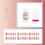 Press-On Nail Set Floral Gold Accents Adhesive Base