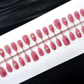 Press-On Nail Set Floral Gold Accents Durable Non-Toxic