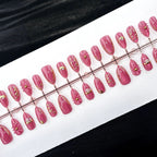 Press-On Nail Set Floral Gold Accents Durable Non-Toxic