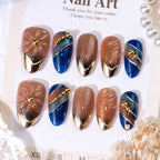 Press-On Nail Set Floral & Gold Accents Easy Application