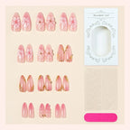 Press-On Nail Set Floral & Gold Accents Easy Application