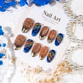 Press-On Nail Set Floral & Gold Accents Easy Application