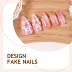 Press-On Nail Set Floral & Gold Accents Easy Application