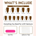 Press-On Nail Set Floral & Gold Accents Easy Application