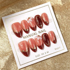 Press-On Nail Set Floral Gold Accents Easy Application Reusable