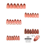 Press-On Nail Set Floral Gold Accents Easy Application Reusable