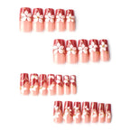 Press-On Nail Set Floral Gold Accents Easy-Apply & Reusable