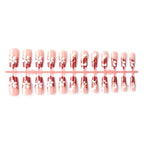Press-On Nail Set Floral Gold Accents Easy-Apply & Reusable