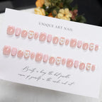 Press-On Nail Set Floral Gold Accents Glue-Free & Reusable