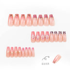 Press-On Nail Set Floral Gold Accents Long-Lasting