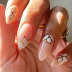 Press-On Nail Set Floral & Gold Accents Reusable 24-Piece