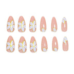 Press-On Nail Set Floral & Gold Accents Reusable 24-Piece