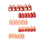 Press-On Nail Set Floral Gold Accents & Reusable
